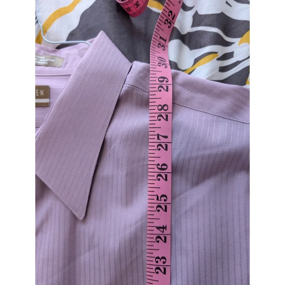 Van Heusen Fitted Dress Shirt Mens 18 34/35 XXL Mauve Purple pi - Picture 5 of 5